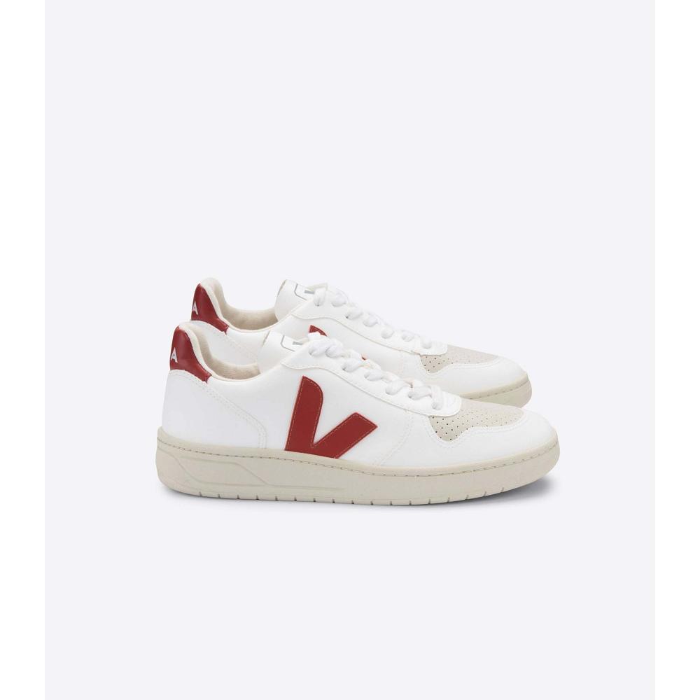 Veja V-10 CWL Women\'s Sneakers White/Red | NZ 638NWY